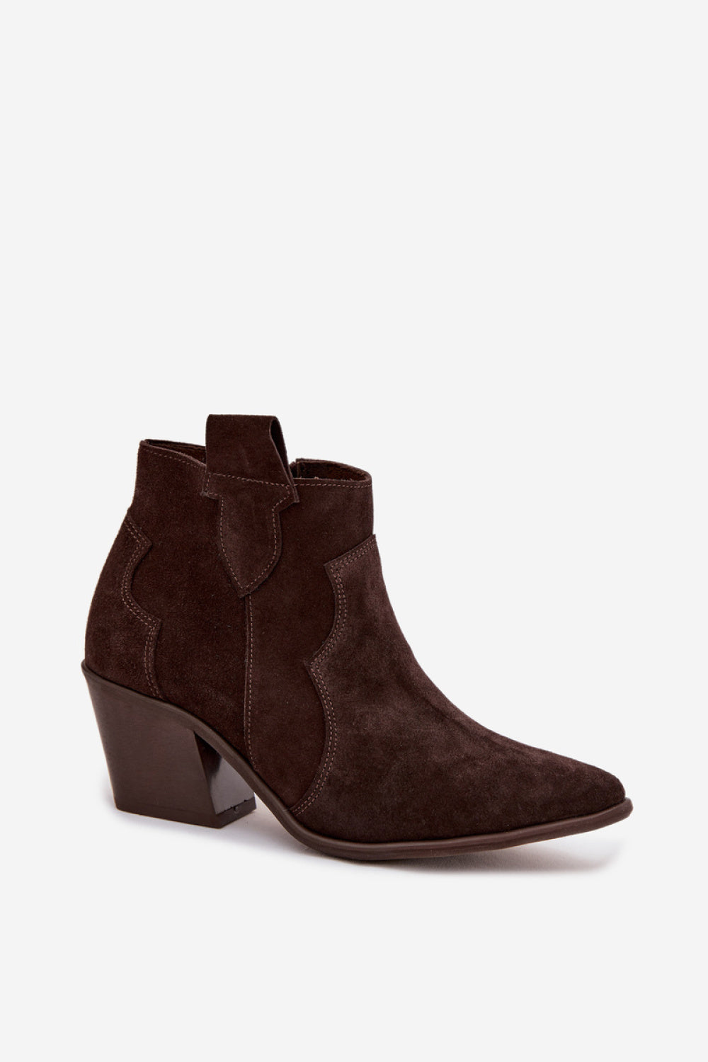 Step In Style Zazoo Chocolate Suede Block Heel Heeled Ankle Boots - view 2