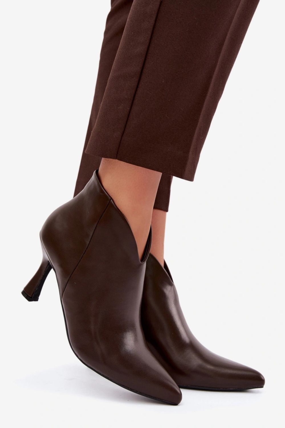 Step In Style Bessia Brown Faux Leather Heeled Ankle Boots - view 3