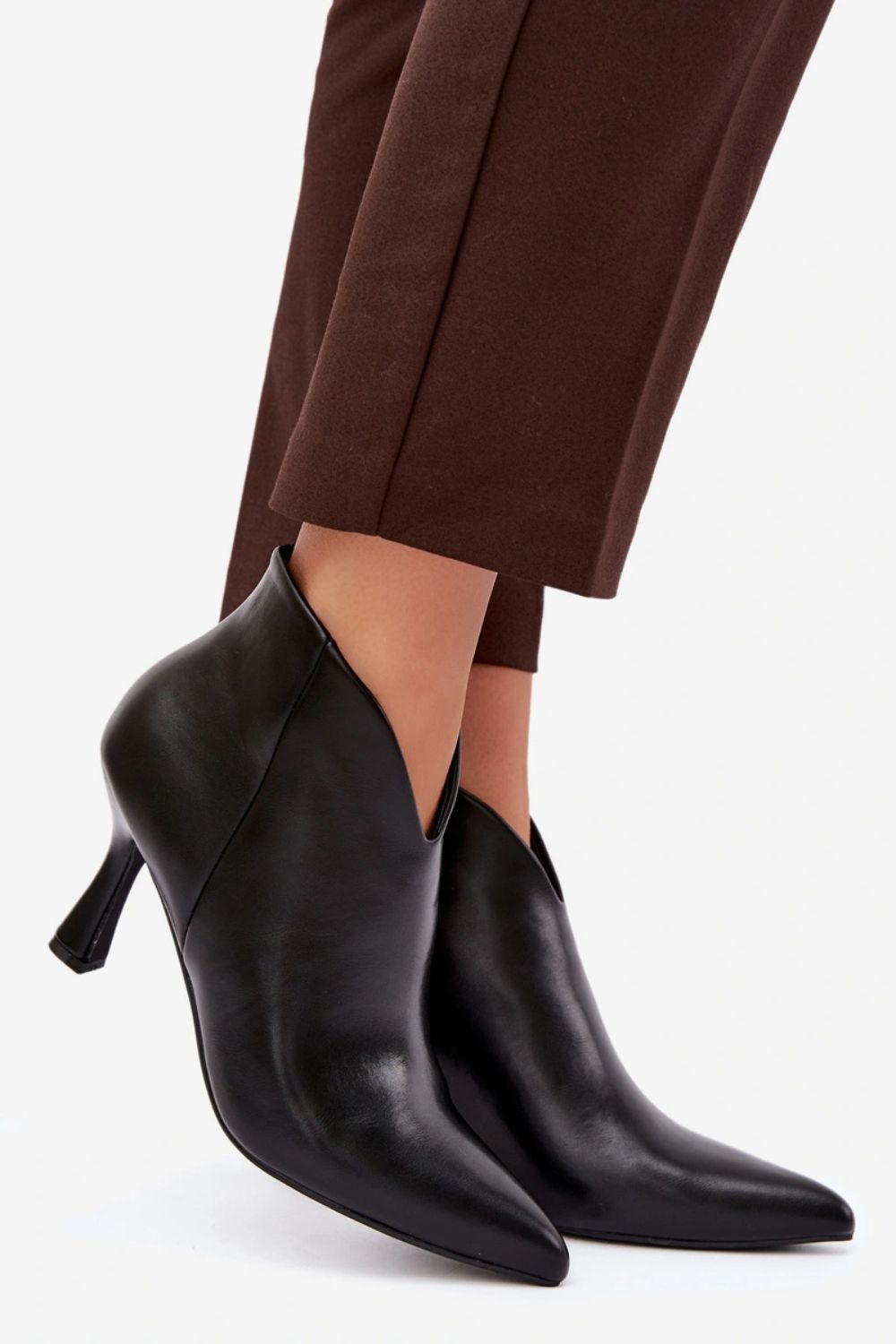 Step In Style Bessia Black Faux Leather Heeled Ankle Boots - view 2
