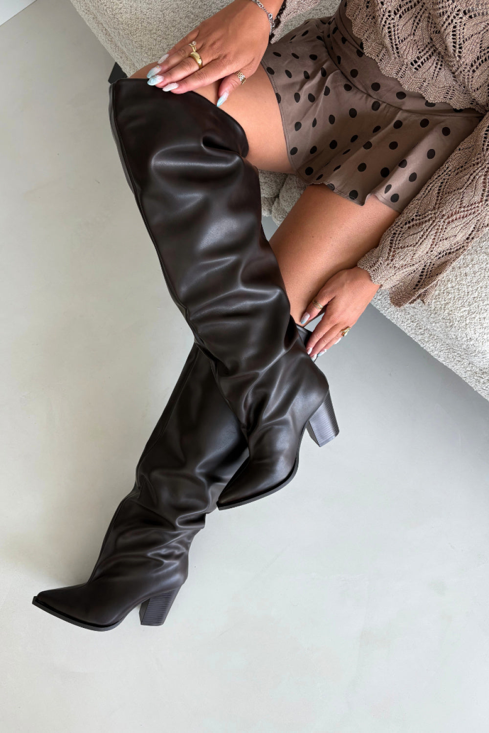 Step In Style Anica Chocolate Faux Leather Heeled Ankle Boots