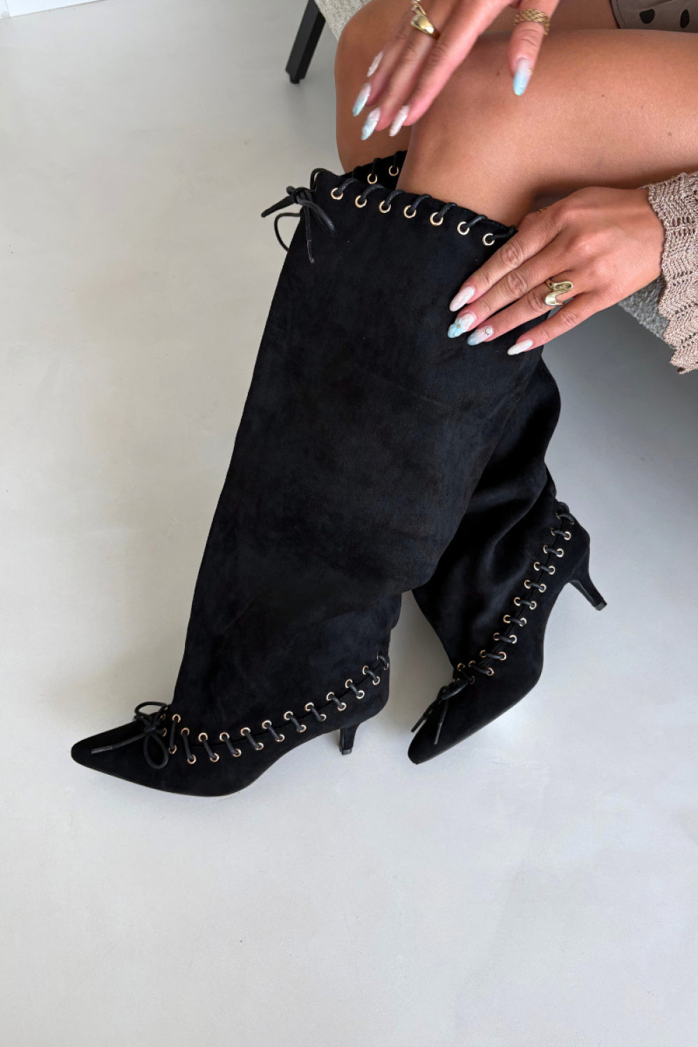 Step In Style Juletta Black Faux Suede Warm Lined Heeled Ankle Boots - view 2