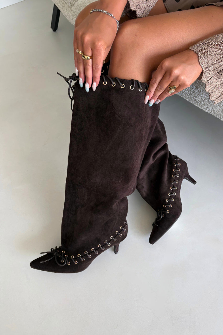Step In Style Juletta Chocolate Faux Suede Heeled Ankle Boots