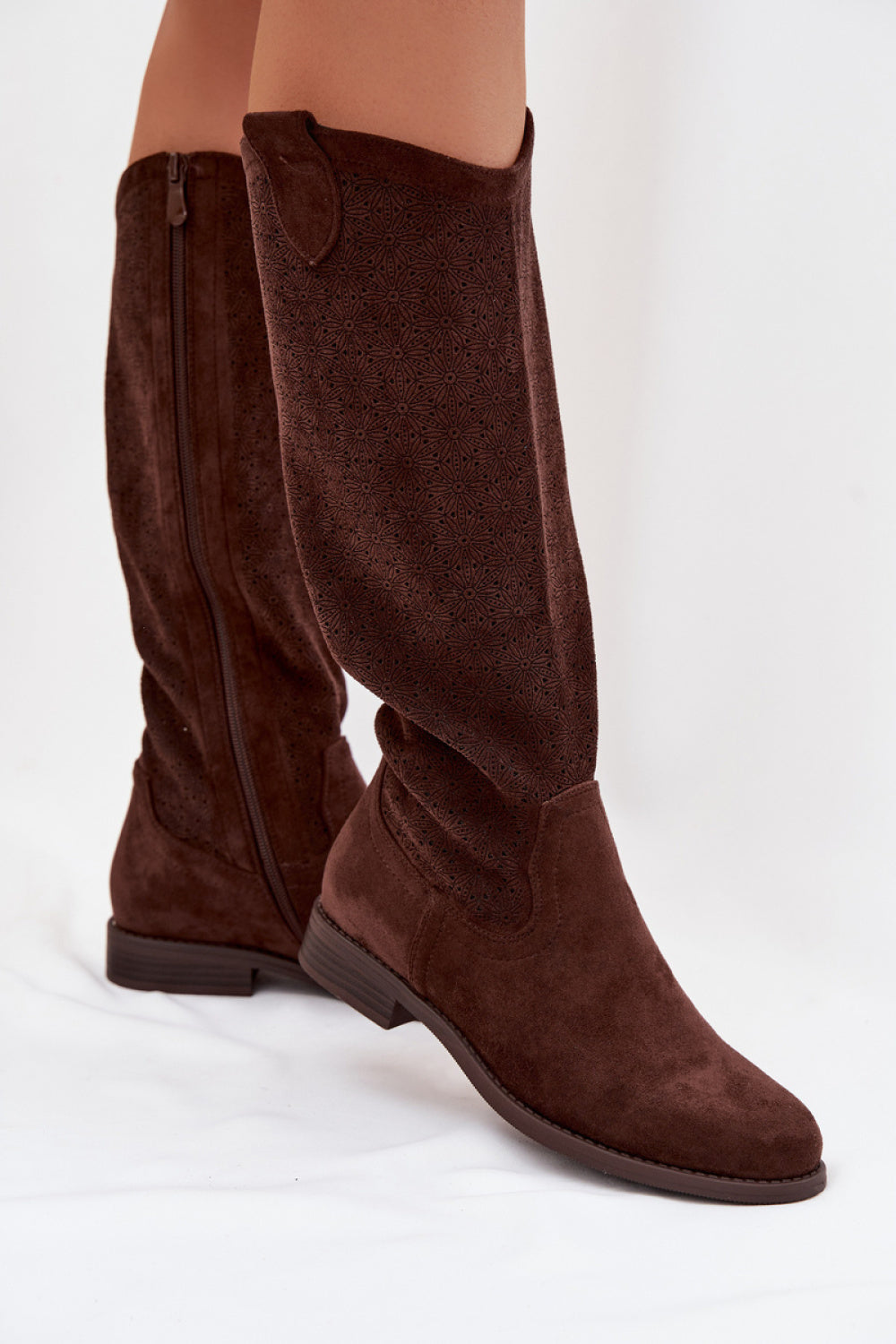 Step In Style Chocolate Faux Suede Flat Over The Knee Boots