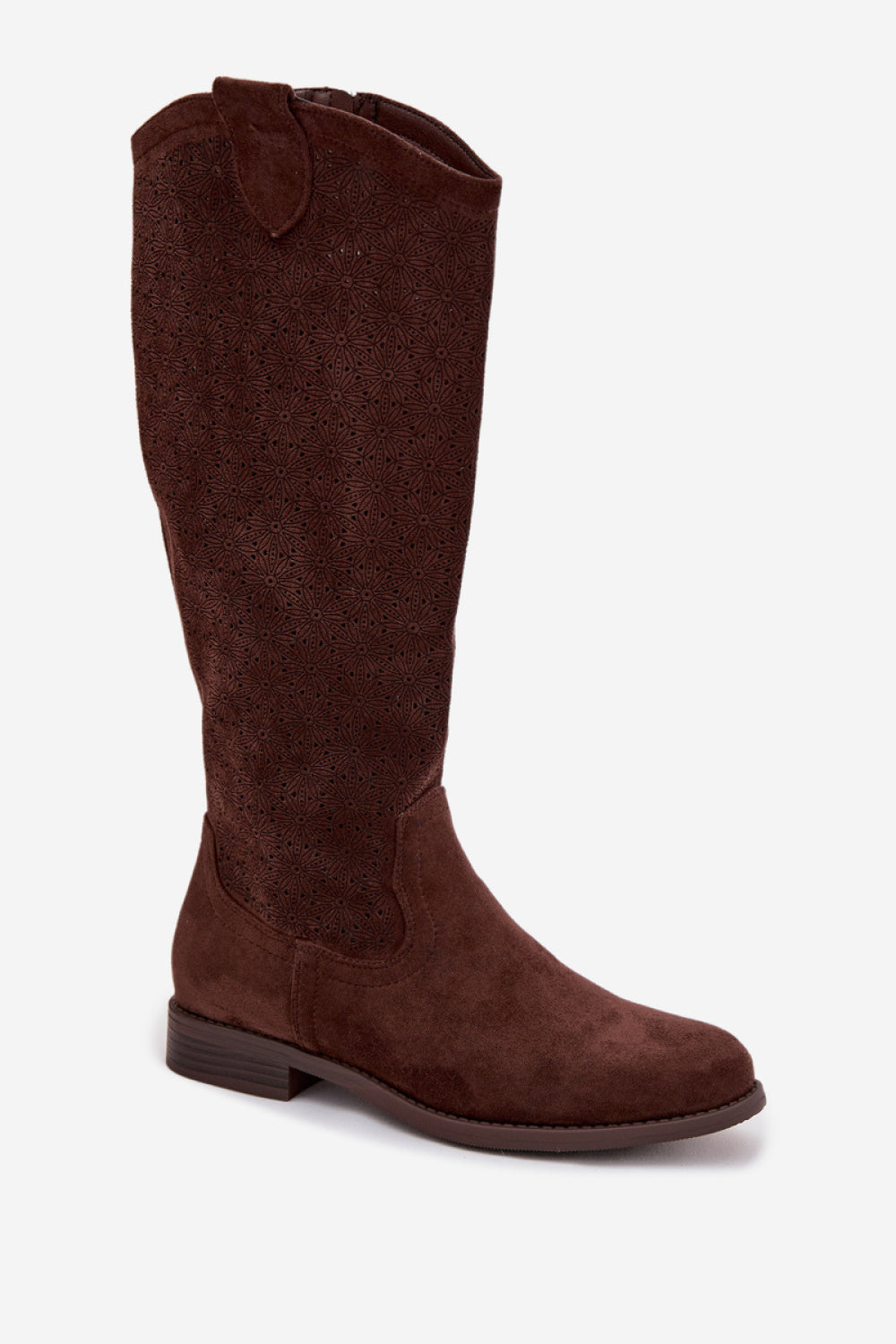 Step In Style Chocolate Faux Suede Flat Over The Knee Boots - view 2
