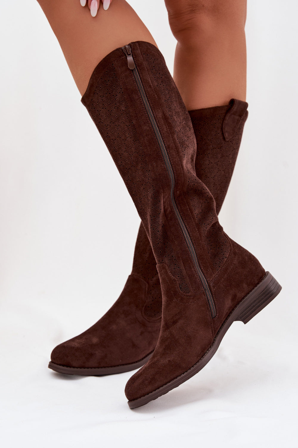 Step In Style Chocolate Faux Suede Flat Over The Knee Boots - view 3