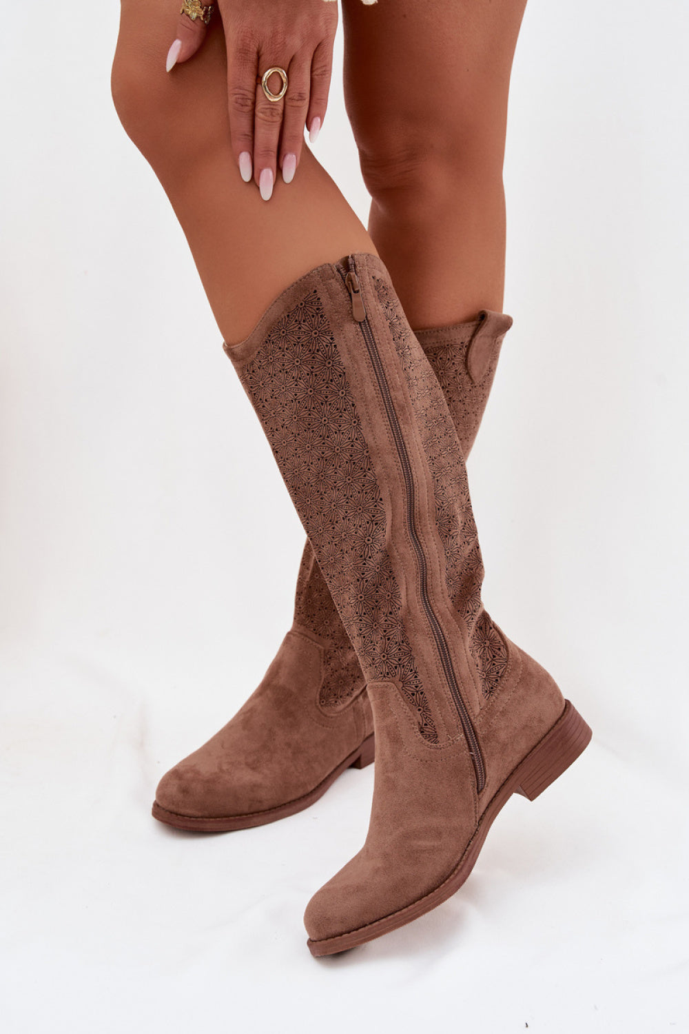Step In Style Brown Faux Suede Flat Over The Knee Boots - view 3