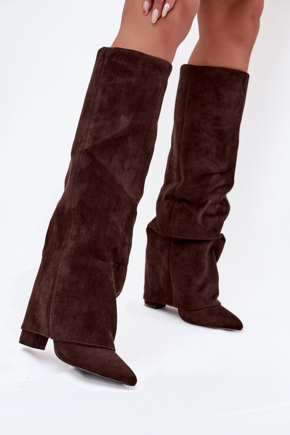 Step In Style Elivira Chocolate Suede Warm Lined Heeled Ankle Boots