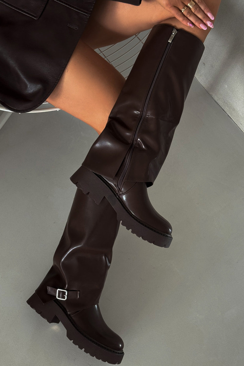 Step In Style Fiorae Chocolate Faux Leather Over The Knee Boots - view 2
