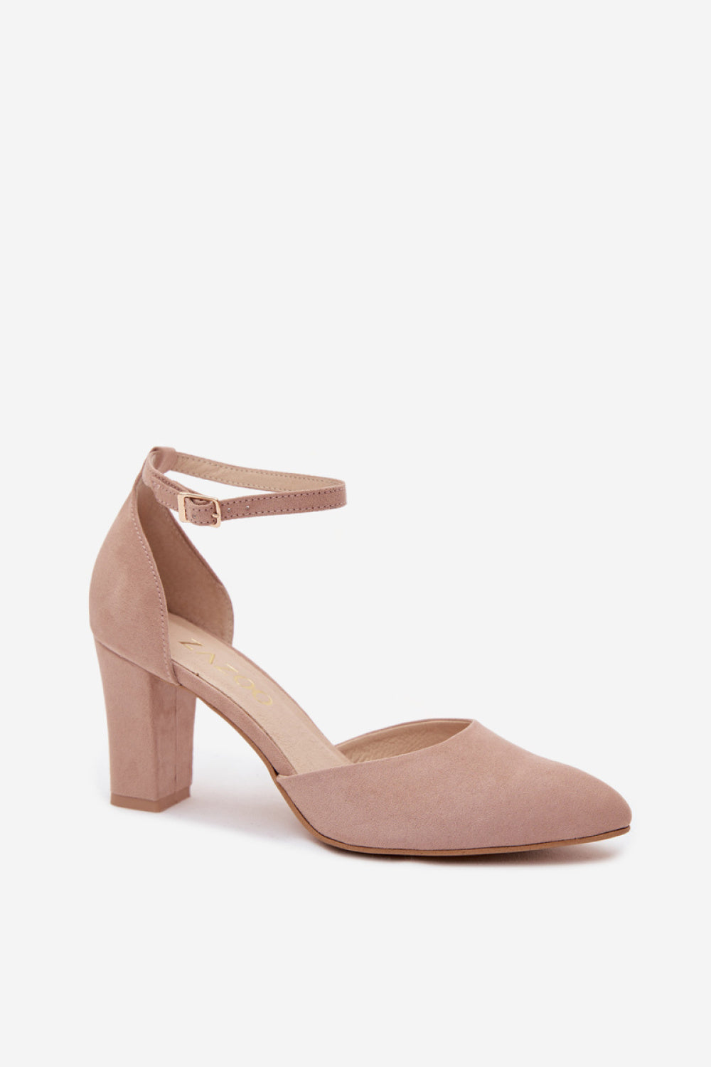 Step In Style Zazoo Beige Leather Block Heel Court Shoes - view 2