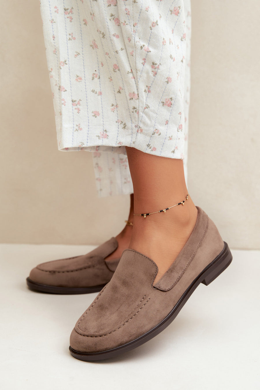 Step In Style Laisie Taupe Faux Suede Flat Loafers