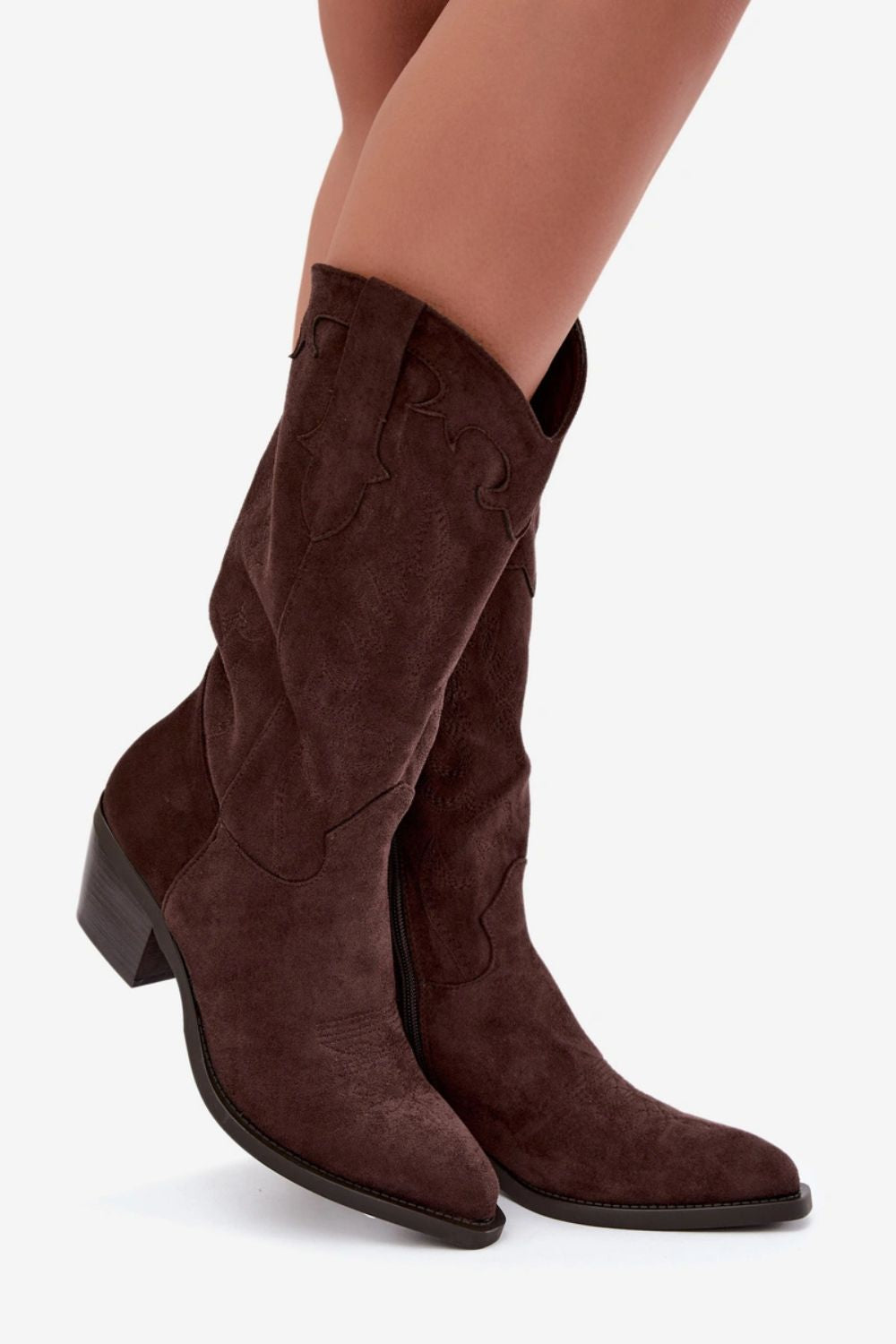 Step In Style Jarissa Brown Suede Heeled Ankle Boots - view 4