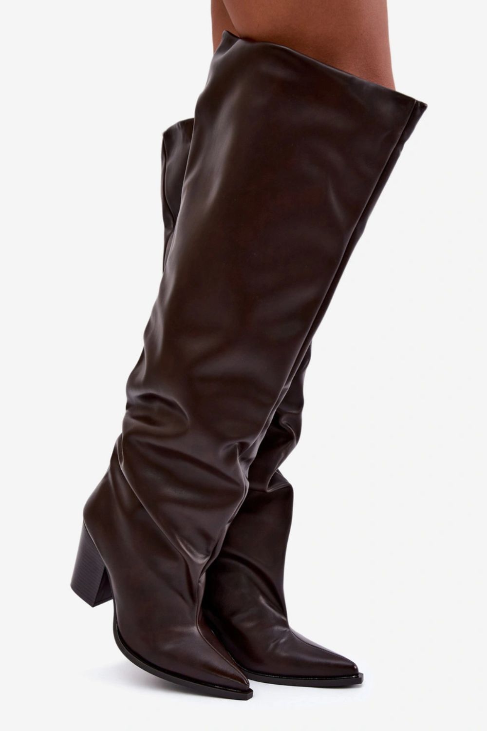 Step In Style Anica Chocolate Faux Leather Heeled Ankle Boots - view 3