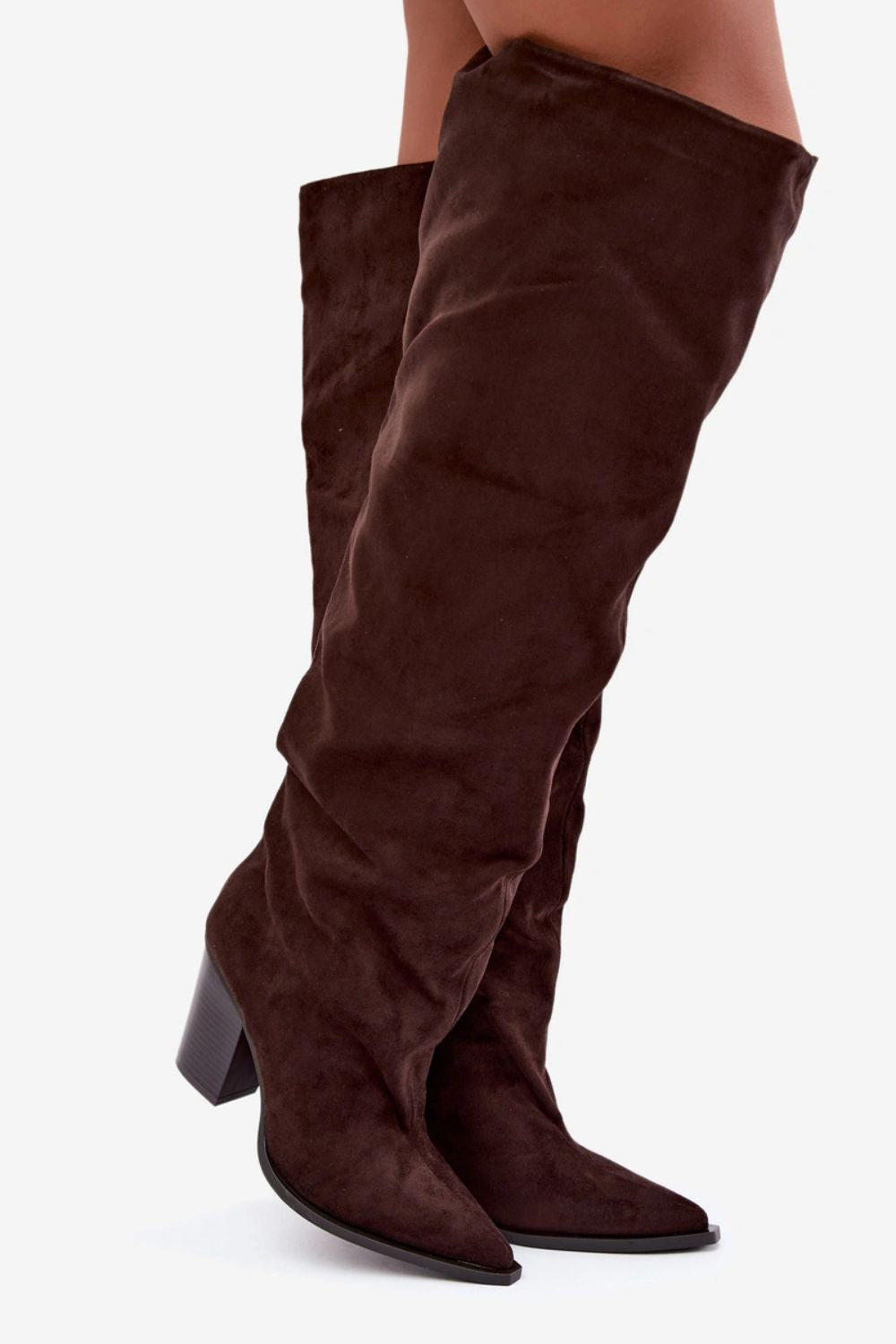 Step In Style Anica Chocolate Faux Suede Block Heel Heeled Ankle Boots - view 3
