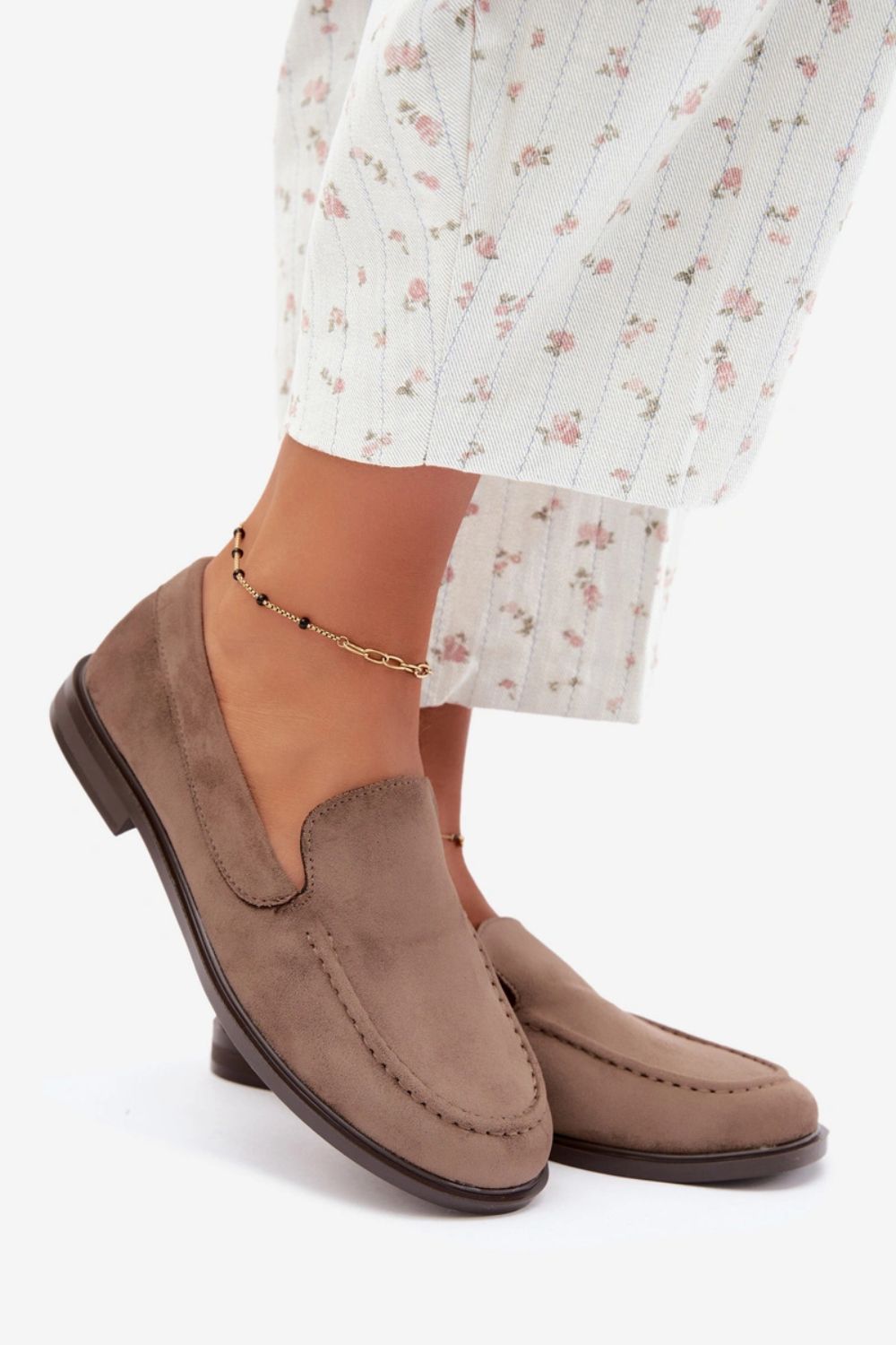 Step In Style Laisie Taupe Faux Suede Flat Loafers - view 3