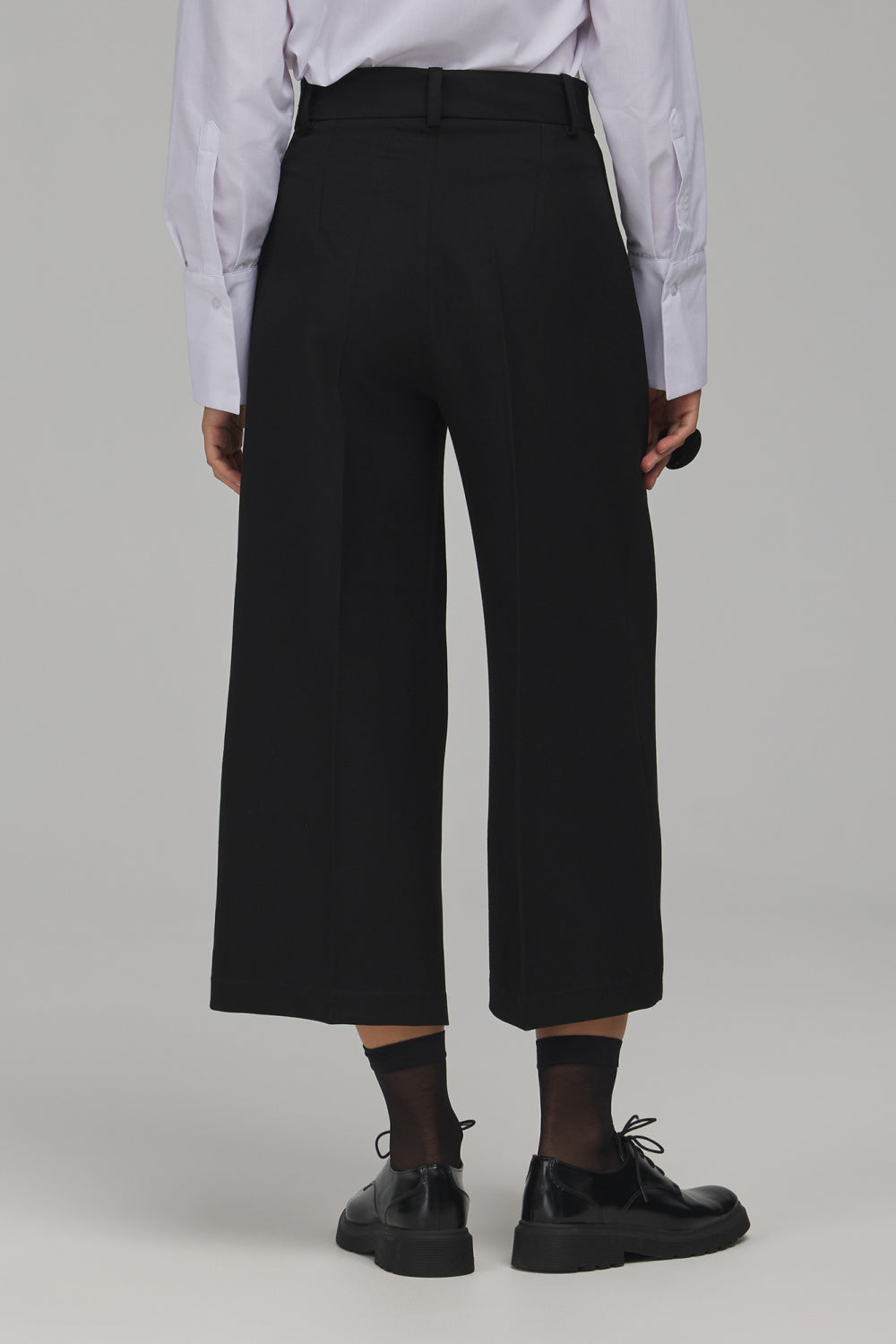 Nife Black Cropped Wide Leg High Waisted Trousers - view 3