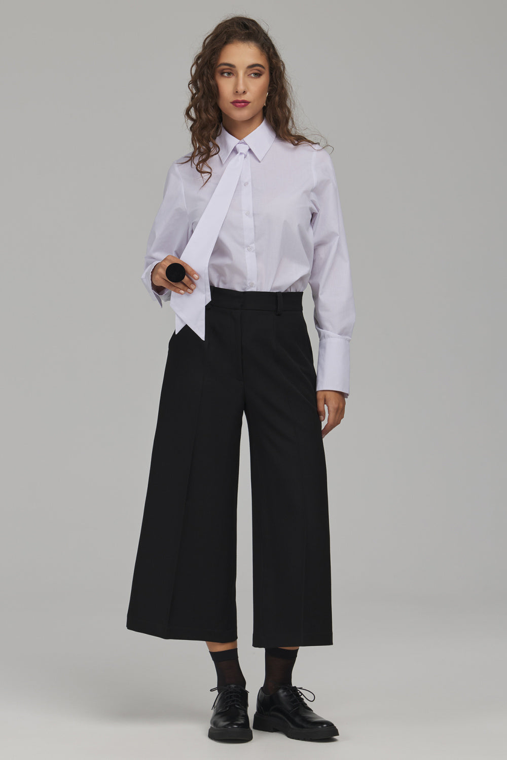 Nife Black Cropped Wide Leg High Waisted Trousers - view 4