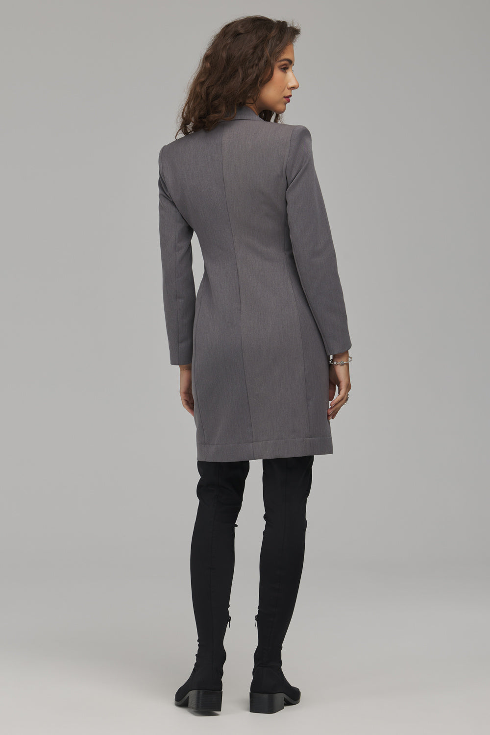 Nife Grey Bodycon V-Neck Dress - view 3