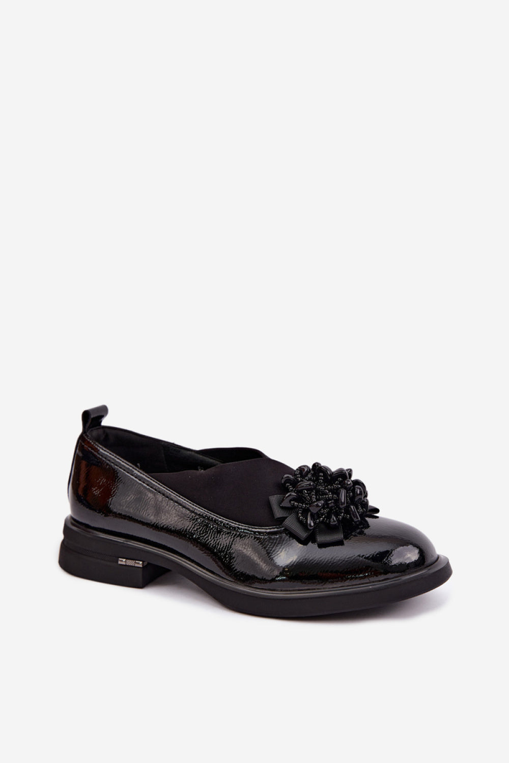 Step In Style Black Leather Flat Heeled Shoes - view 3