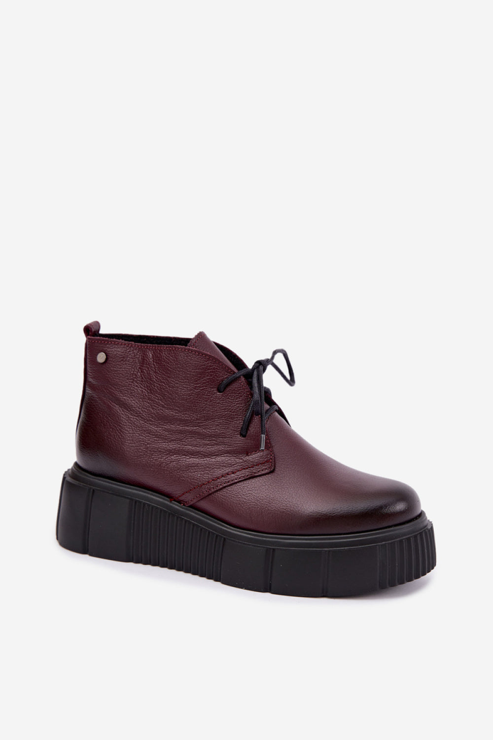 Step In Style Zazoo Burgundy Leather Warm Lined Platform Shoes - view 2