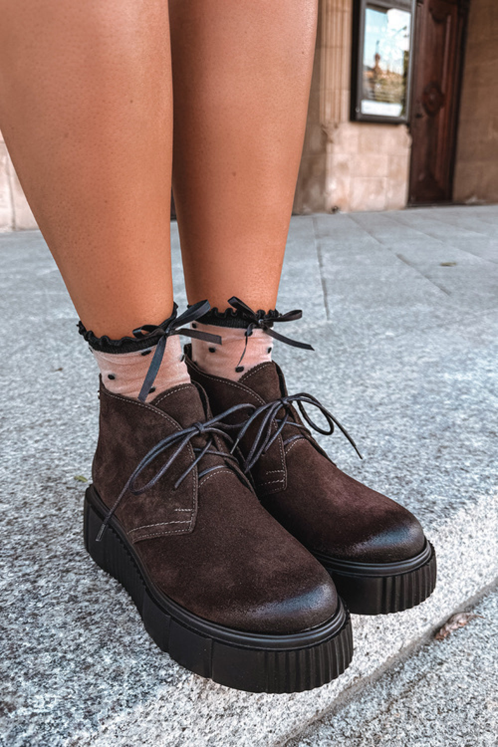 Step In Style Zazoo Chocolate Suede Warm Lined Platform Shoes - view 2