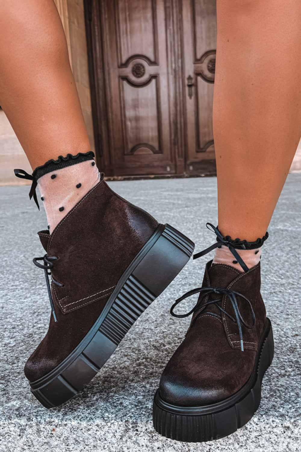 Step In Style Zazoo Chocolate Suede Warm Lined Platform Shoes - view 3