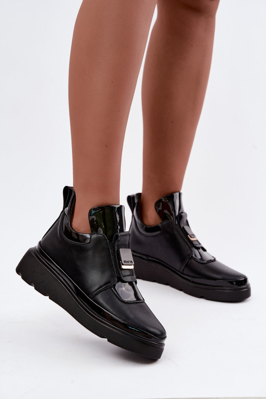 Step In Style Black Leather Platform Shoes