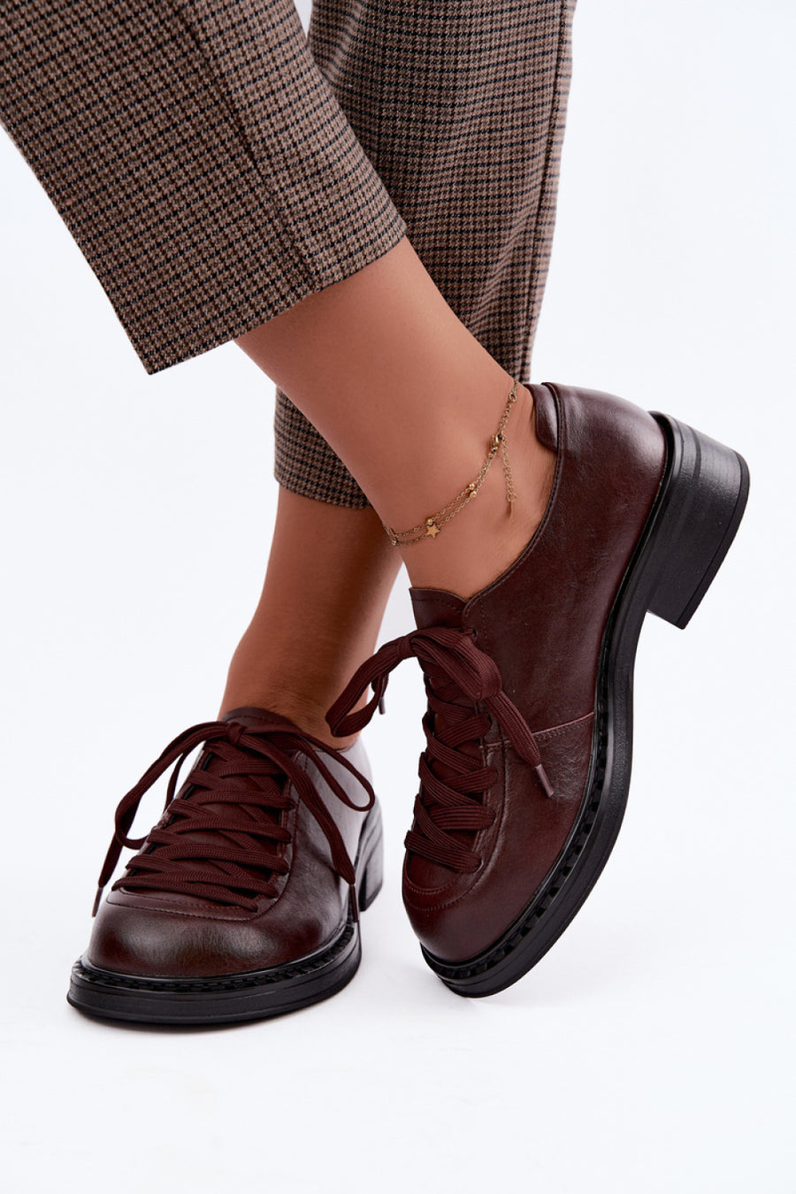 Step In Style Maciejka Dark Brown Leather Flat Heeled Shoes