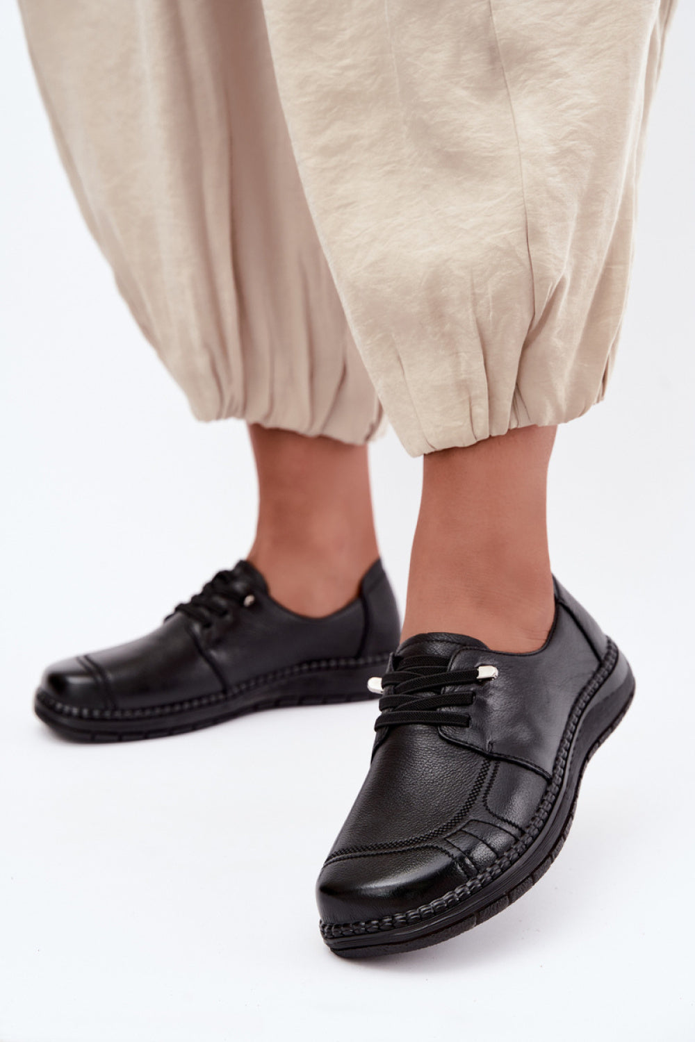 Step In Style Vinceza Black Leather Shoes