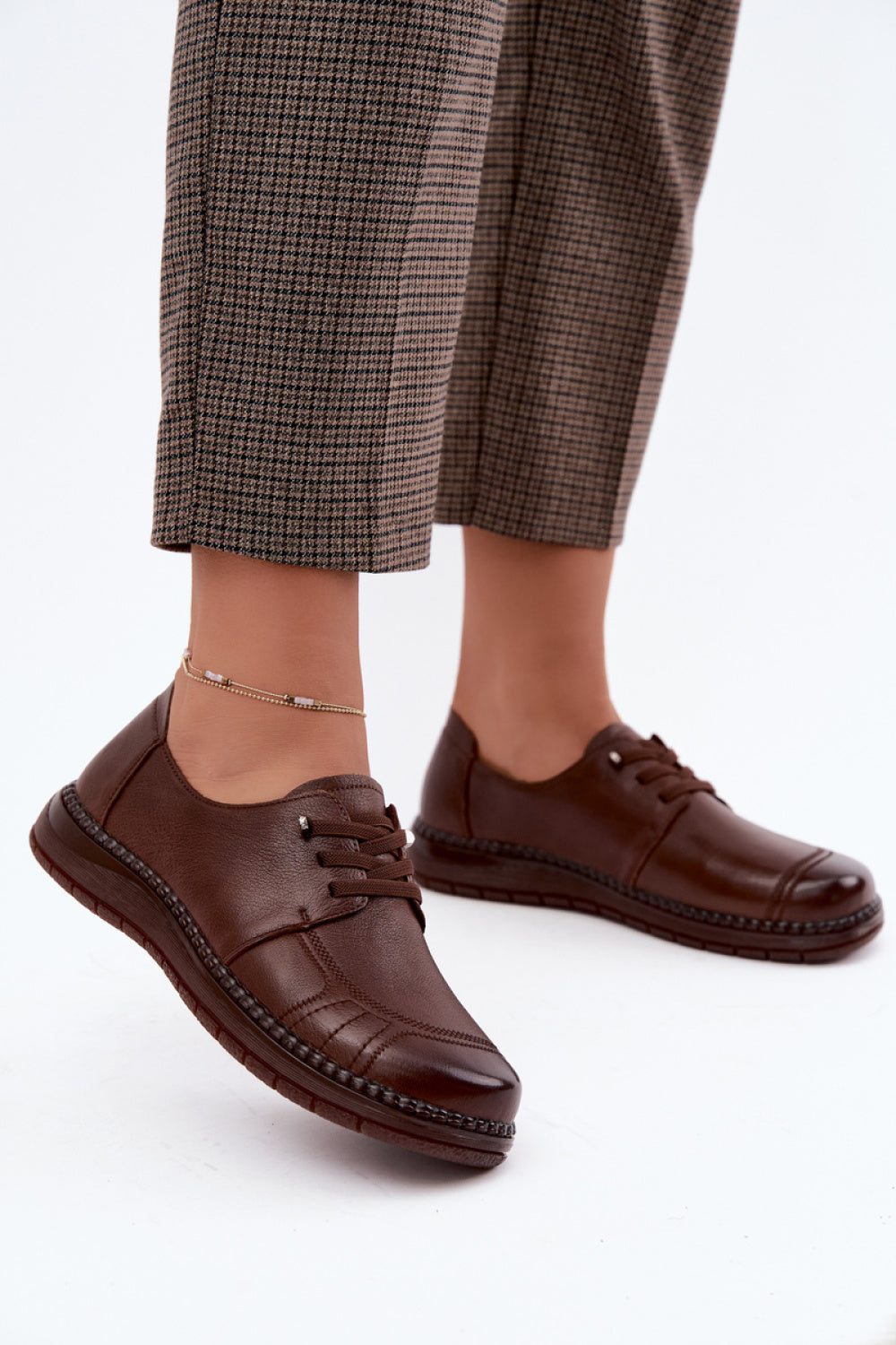 Step In Style Vinceza Brown Leather Lace Up Shoes