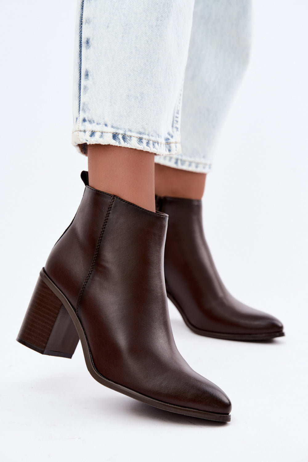Step In Style Sergio Leone Chocolate Leather Heeled Ankle Boots