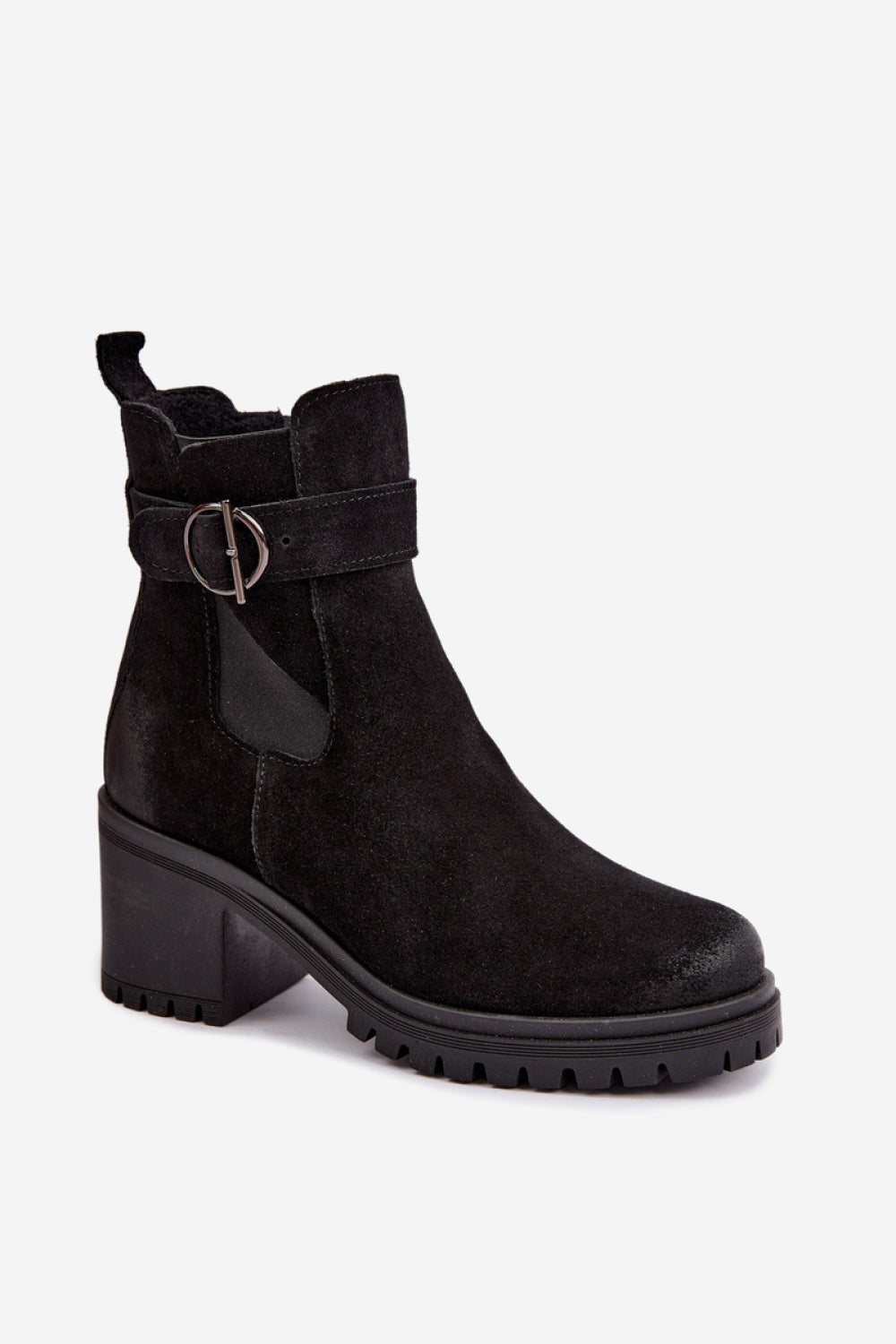Step In Style Zazoo Black Suede Heeled Ankle Boots with Zip - view 2