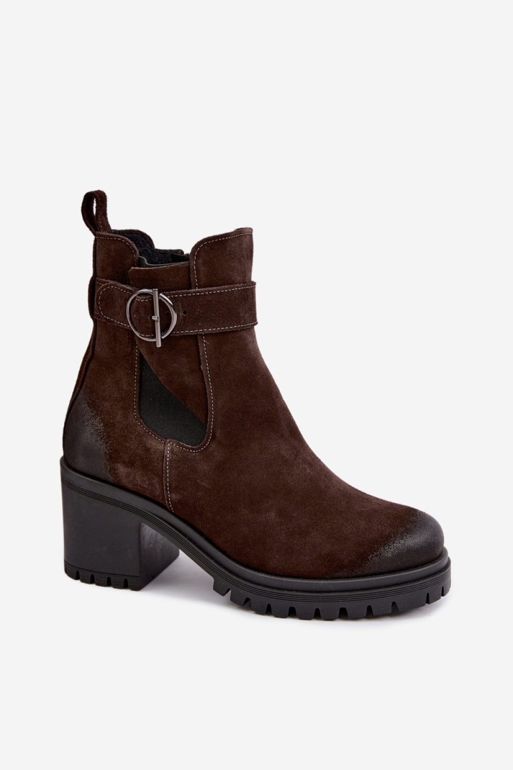 Step In Style Zazoo Chocolate Suede Heeled Ankle Boots with Zip - view 2