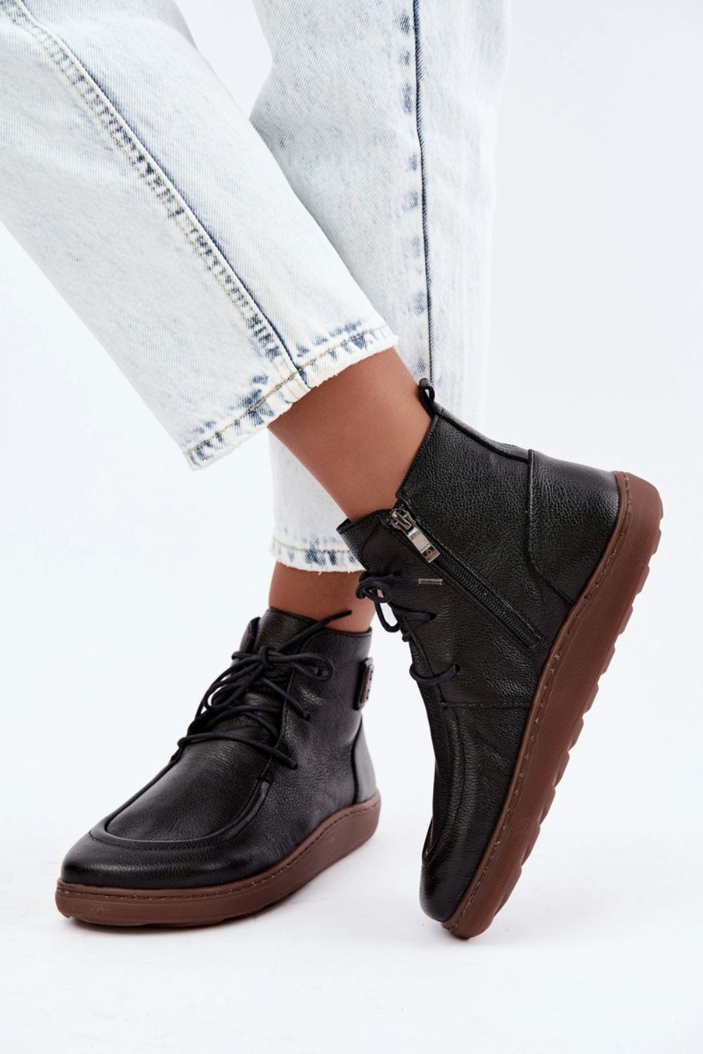 Step In Style Zazoo Black Leather Warm Lined Barefoot Shoes - view 4