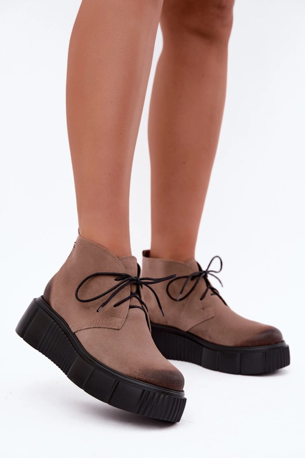 Step In Style Zazoo Beige Suede Warm Lined Platform Shoes - view 3