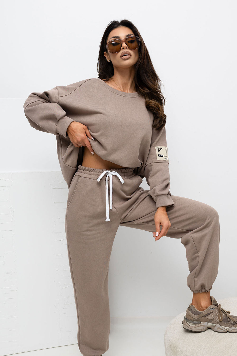 Rue Paris Dark Beige Long Sleeve Cotton Co-Ord Set