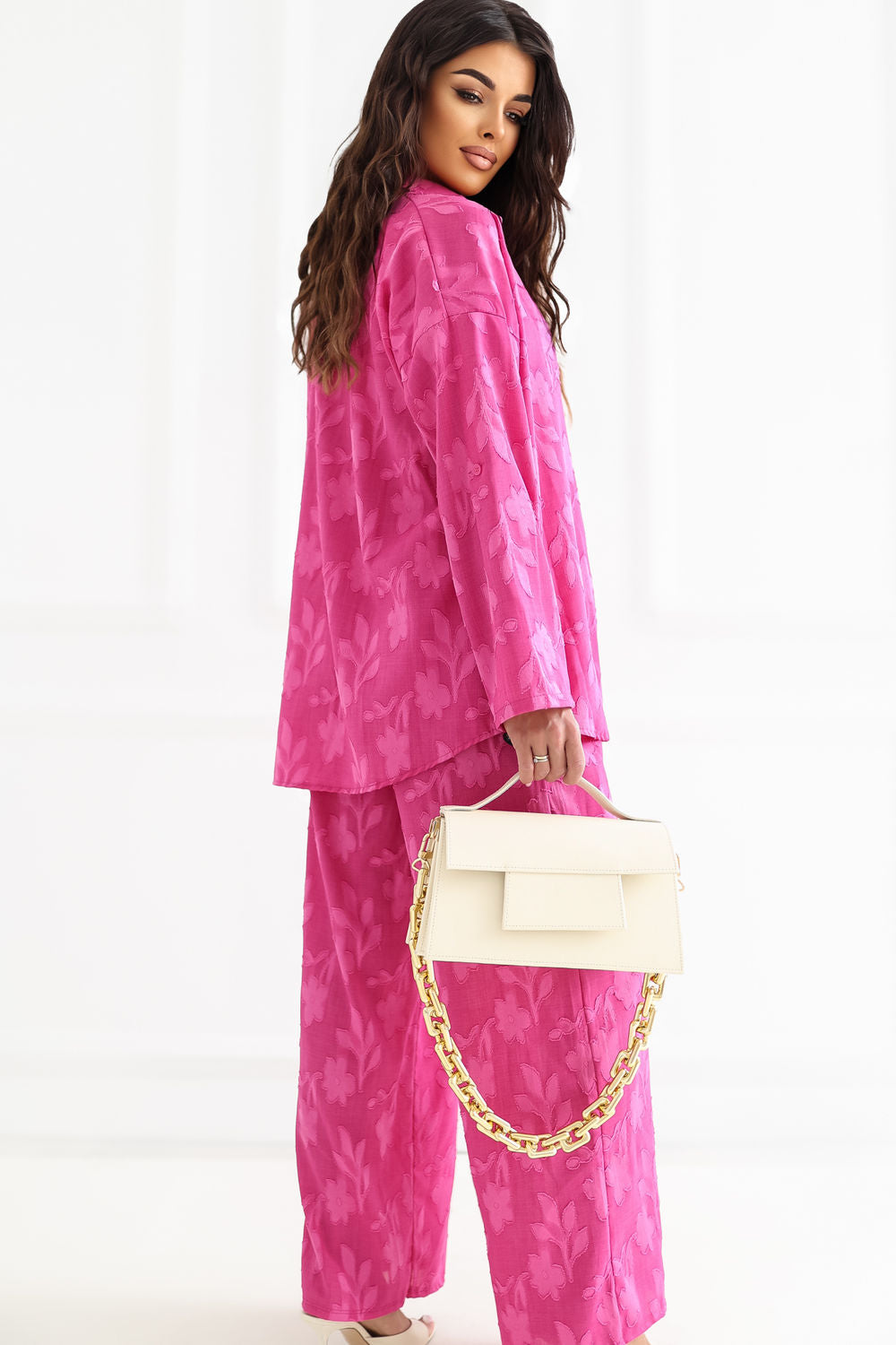 Rue Paris Fuchsia Long Sleeve Co-Ord Set - view 3