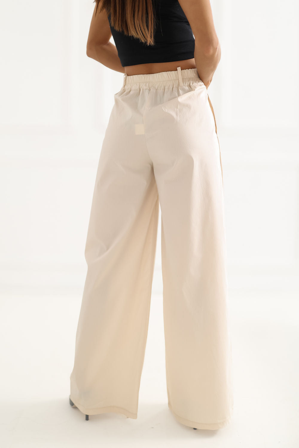 Rue Paris Light Beige Pleated Cotton Trousers - view 3