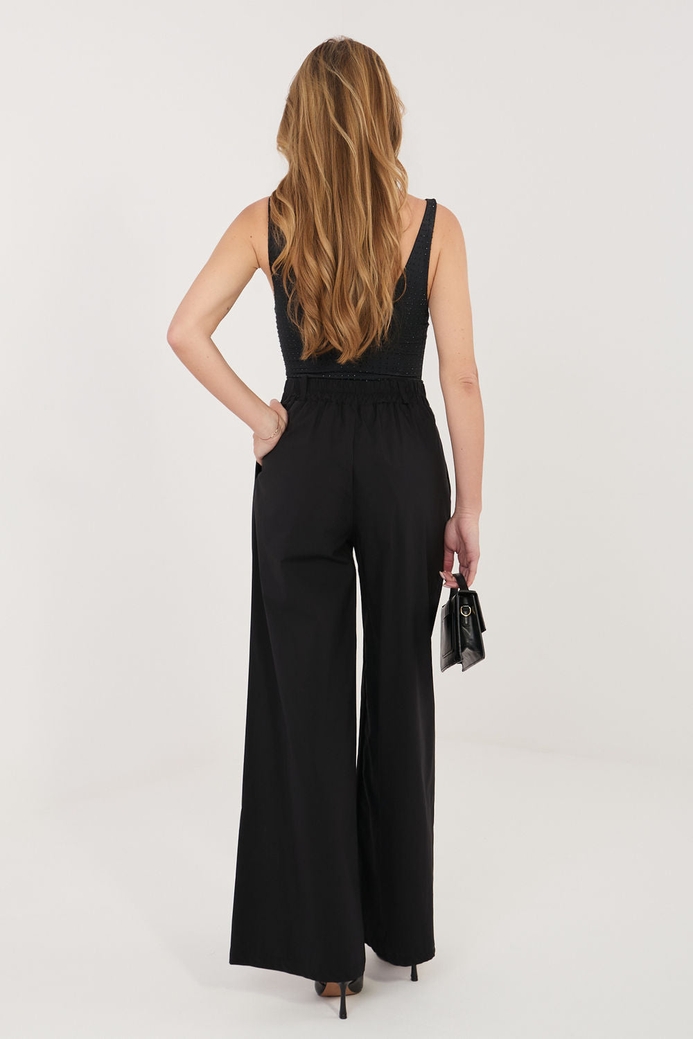 Rue Paris Black Pleated Cotton Trousers - view 3
