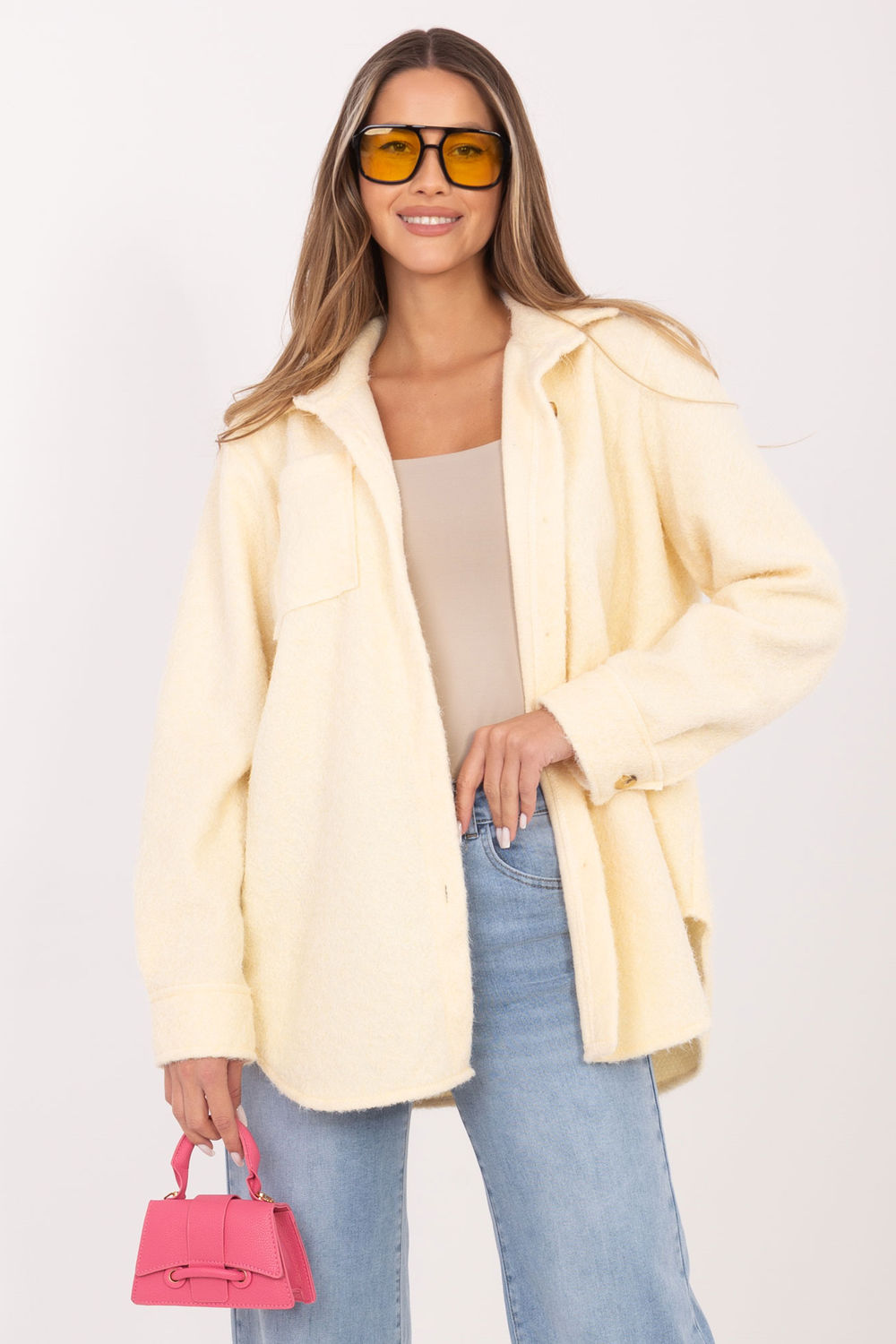 Rue Paris Light Yellow Knitted Long Sleeve Jacket