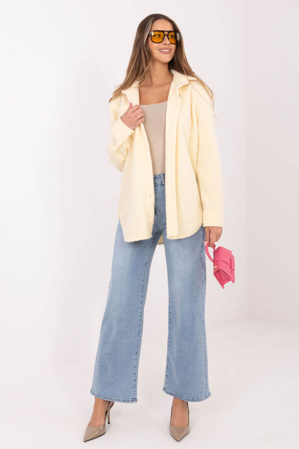 Rue Paris Light Yellow Knitted Long Sleeve Jacket - view 2