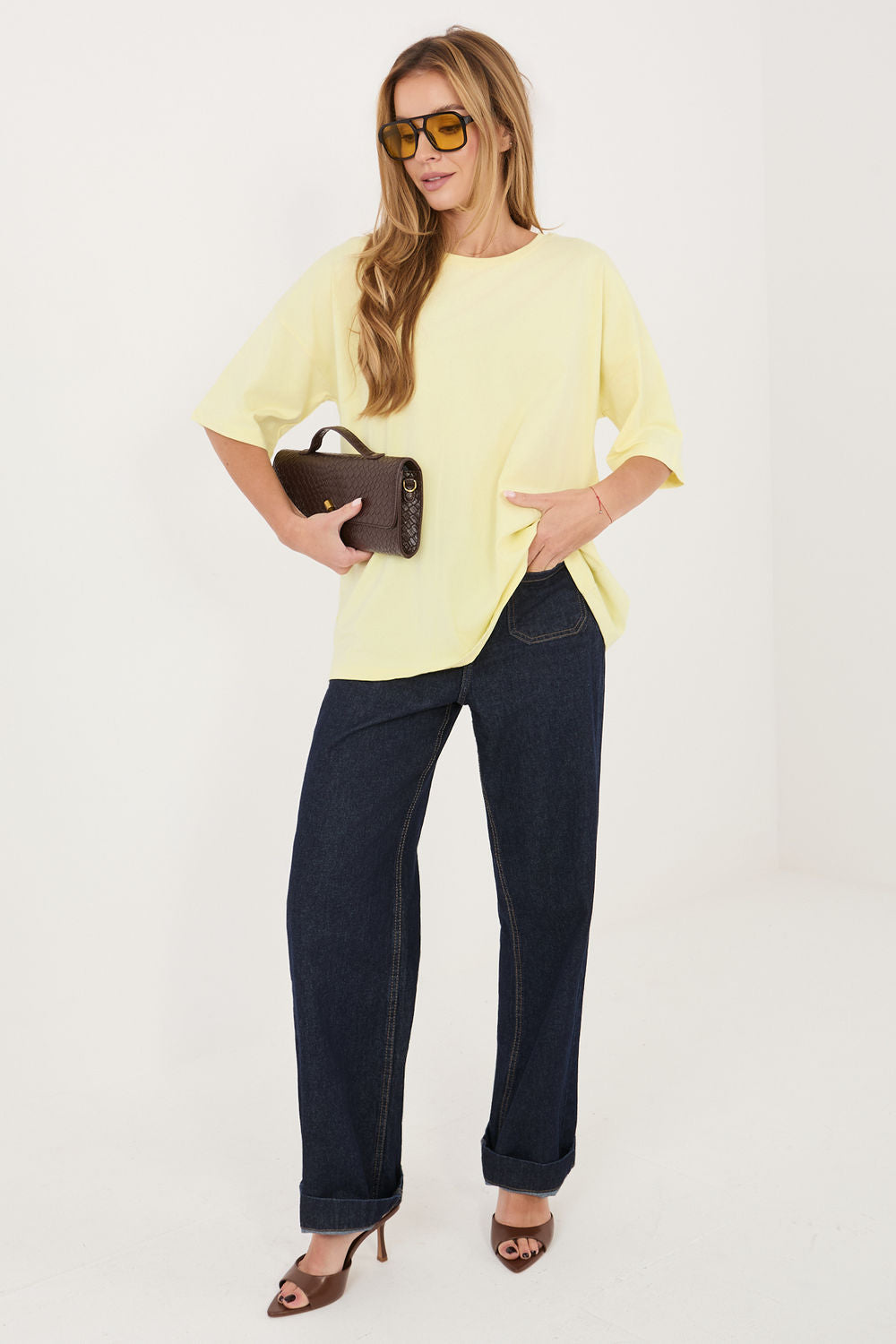 Rue Paris Light Yellow Short Sleeve Cotton T-Shirt