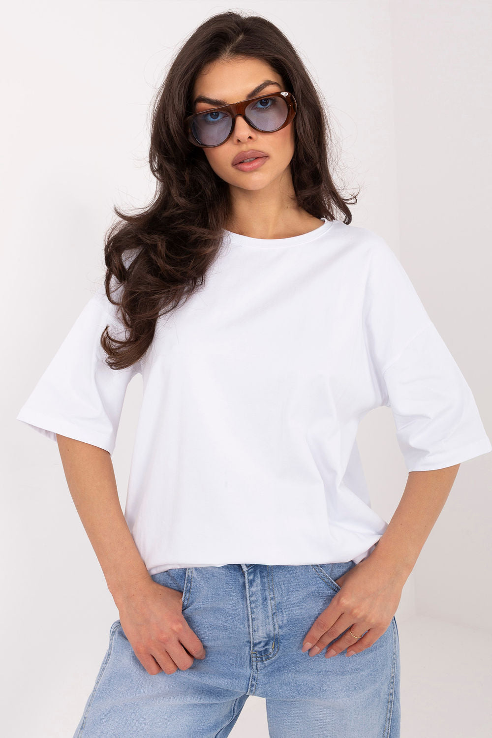 Rue Paris White Short Sleeve Cotton T-Shirt