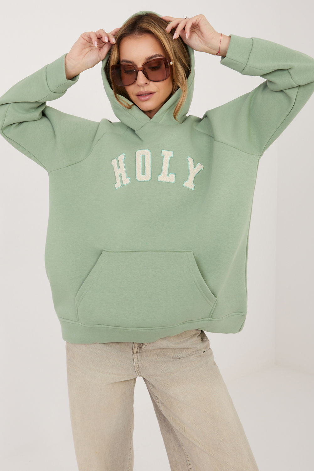 Rue Paris Pistachio Hooded Long Sleeve Sweatshirt