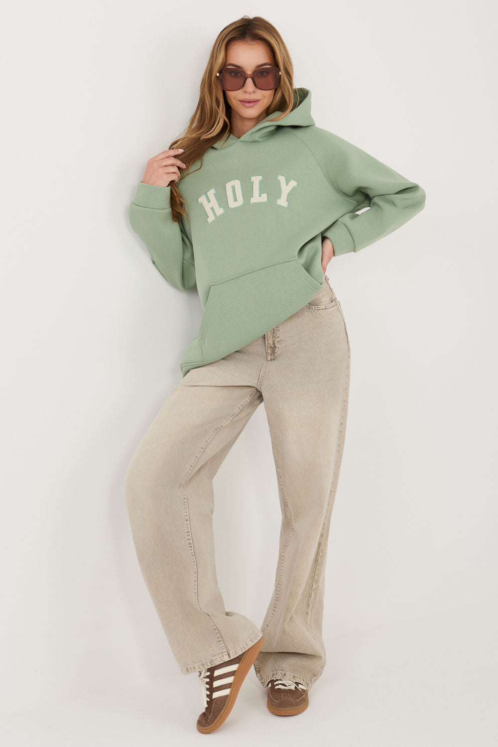 Rue Paris Pistachio Hooded Long Sleeve Sweatshirt - view 2