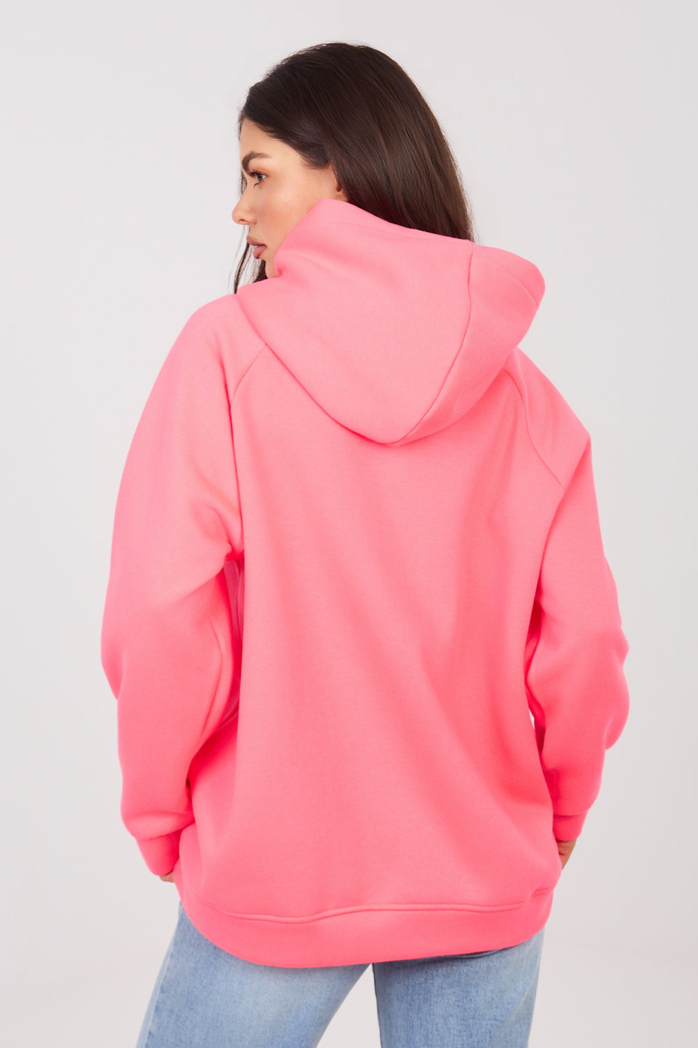 Rue Paris Neon Pink Hooded Long Sleeve Sweatshirt - view 3