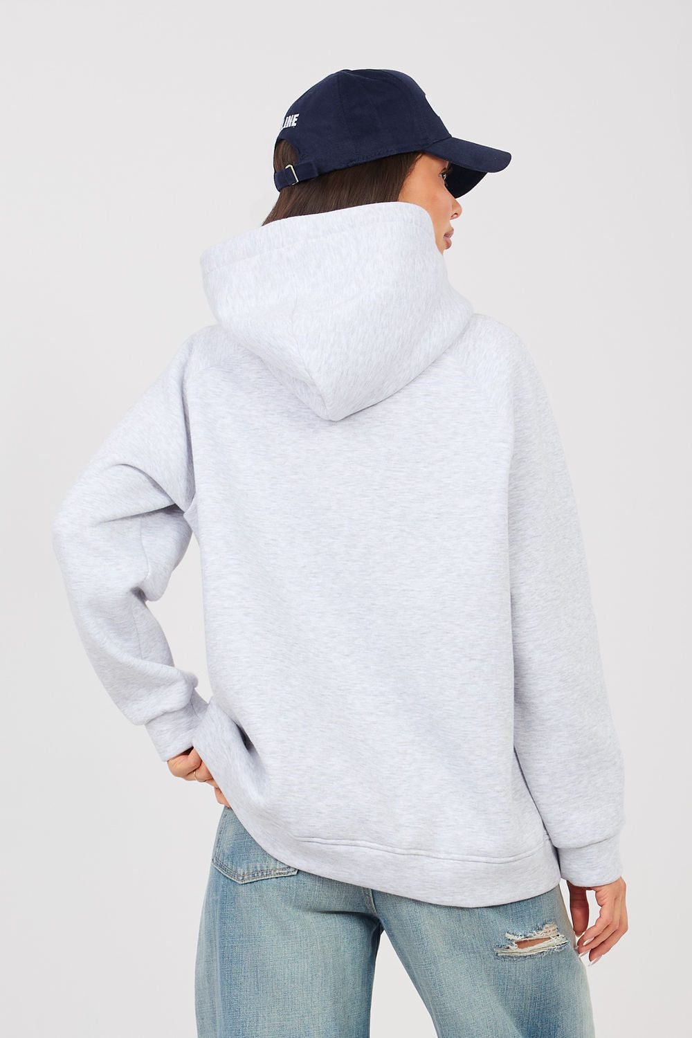 Rue Paris Light Grey Hooded Long Sleeve Sweatshirt with Pockets - view 3