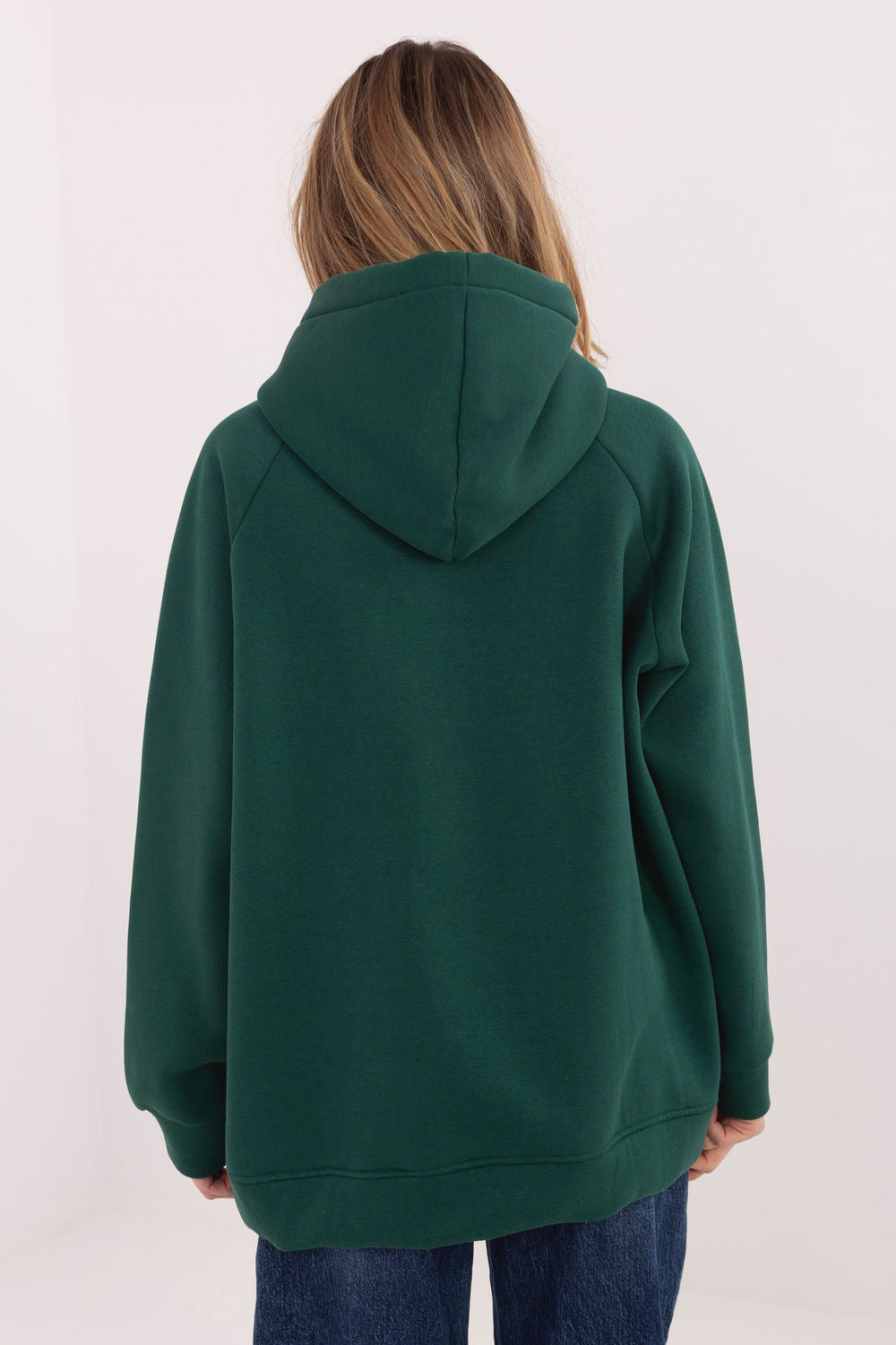 Rue Paris Dark Green Hooded Long Sleeve Cotton Sweatshirt - view 3