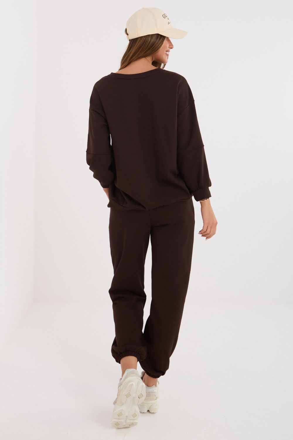 Rue Paris Dark Brown Long Sleeve Cotton Co-Ord Set - view 4