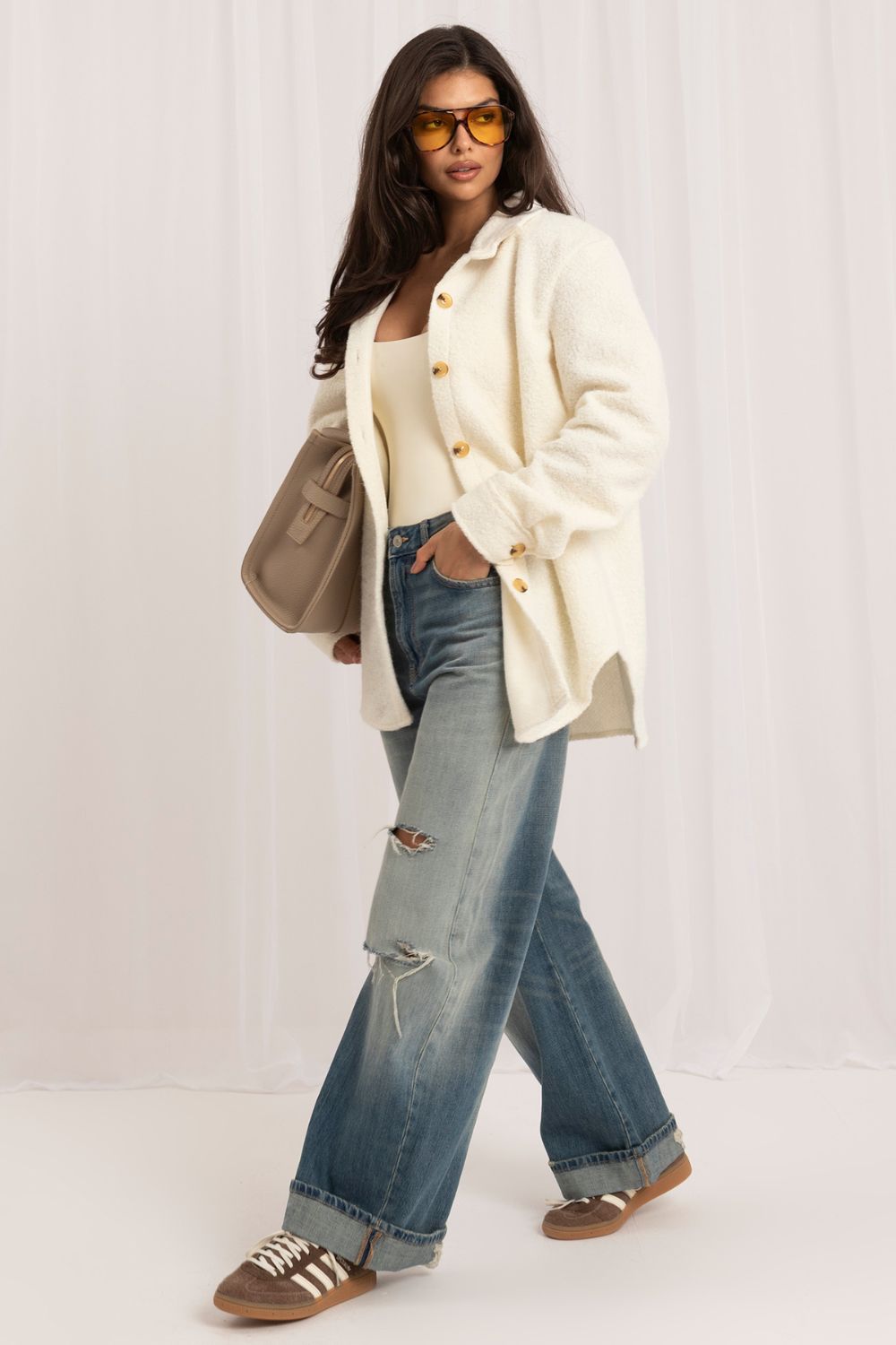 Rue Paris Ecru Knitted Long Sleeve Jacket - view 2