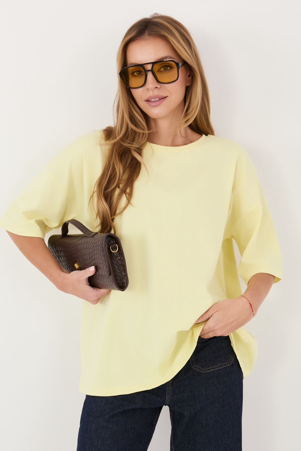 Rue Paris Light Yellow Short Sleeve Cotton T-Shirt - view 3